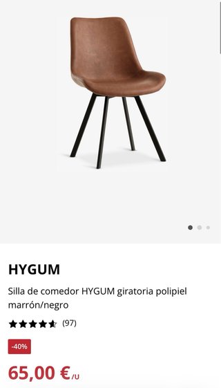 4 Sillas comedor Jysk Hygum marrón