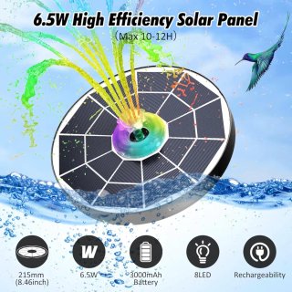 Fuente Solar Jardín con Luces LED y Mando