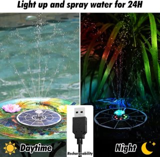 Fuente Solar Jardín con Luces LED y Mando