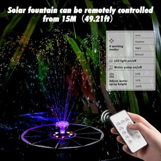 Fuente Solar Jardín con Luces LED y Mando