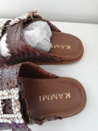 Ciabatte Kammi Donna Marrone Tg 37 vera pelle