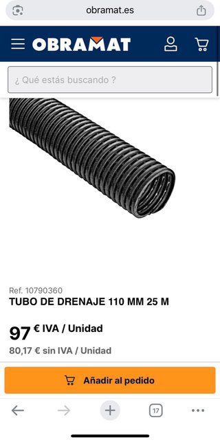 Tubería Drenaje 110 Diámetro, corrugada