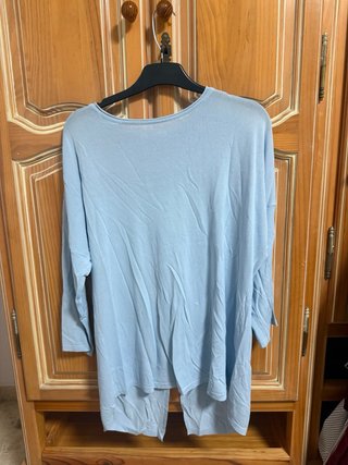 Camisa turquesa encaje botones