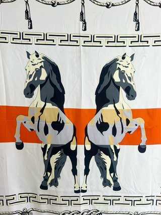 Pañuelo Hermes Vintage Caballos Naranja Blanco