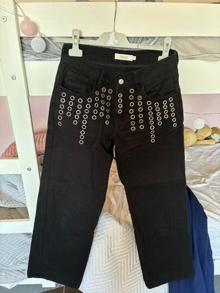Pantalones negros Nicoli con ojales talla como 34