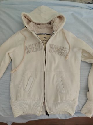 Sudadera Abercrombie M Blanco con forro