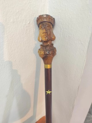Baston antiguo tallado madera