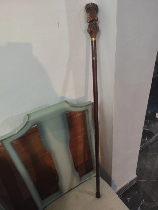 Baston antiguo tallado madera