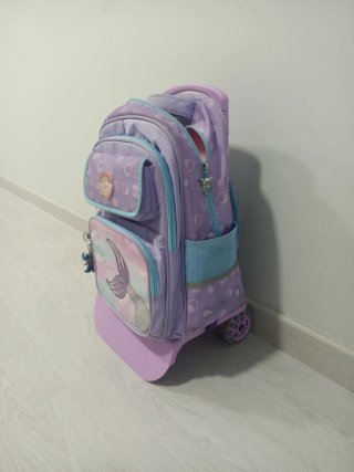 Mochila escolar con carro y diseño de sirena