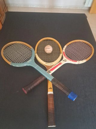 Lote 3 raquetas tenis vintage + pelota