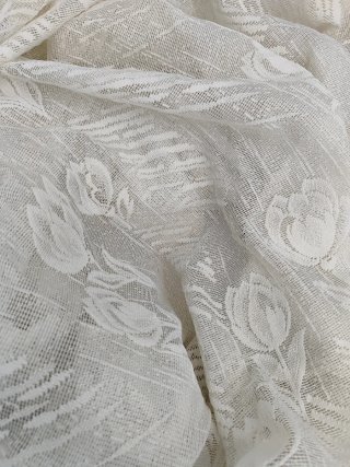 Pareja Cortinas Encaje Vintage Marfil