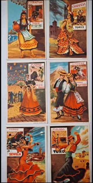 Lote 6 Postales Antiguas España Toros