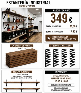 Estantería madera maciza y metal