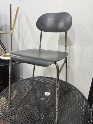 Silla Retro Madera y Metal Negra