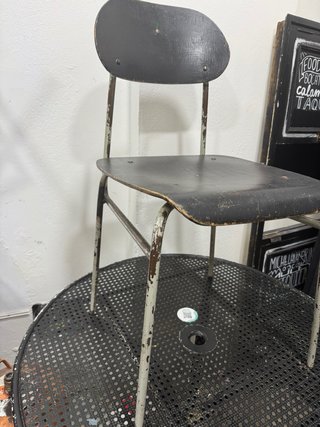 Silla Retro Madera y Metal Negra
