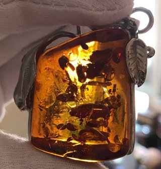 Colgante Ámbar Gigante Plata Ley + Regalo