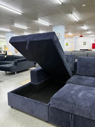 Sofá modular azul oscuro en U