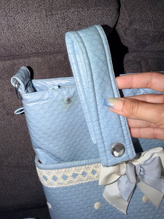 Conjunto cubresilla/capazo + bolso azul