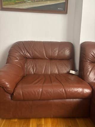 Sofá modular de piel marrón