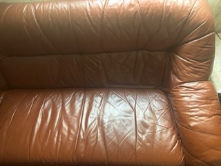 Sofá modular de piel marrón