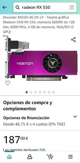 Tarjeta Gráfica low profile Yeston Radeon RX 550
