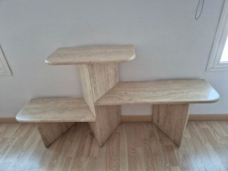 Mesa auxiliar mármol travertino beige