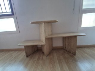 Mesa auxiliar mármol travertino beige