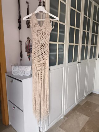 Vestido de playa tejido beige