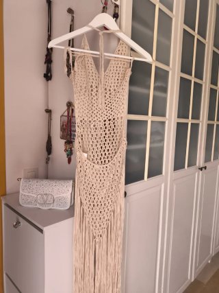 Vestido de playa tejido beige