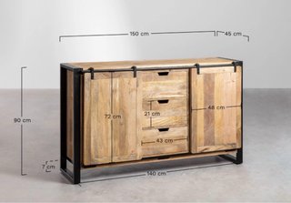 Cómoda de madera de mango con cajones