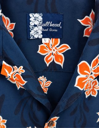 Camisa Hawaiana Bullhead Vintage Azul/Naranja