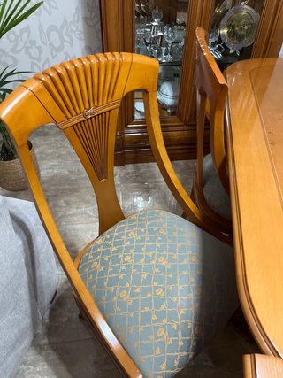 Conjunto mesa comedor madera y cristal