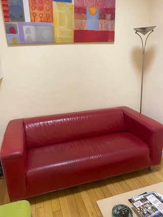 Sofá 2 plazas cuero rojo