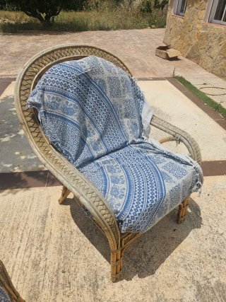 Conjunto 2 Sillones y Sofá Mimbre