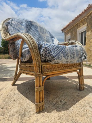 Conjunto 2 Sillones y Sofá Mimbre