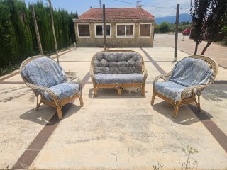 Conjunto 2 Sillones y Sofá Mimbre