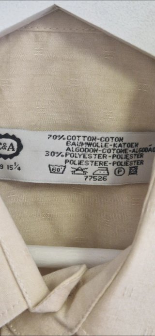 Camisa C&A Manga Corta Vintage Beige Talla L