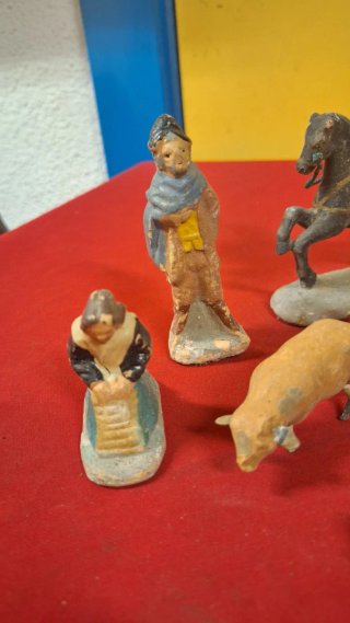 16 Figuras Belén Antiguas Barro