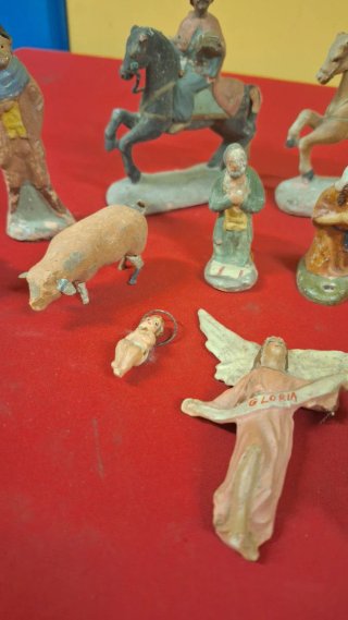 16 Figuras Belén Antiguas Barro