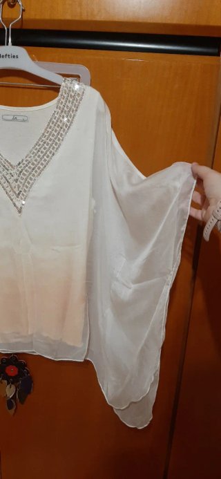 Túnica Mulaya Blanca Talla L blanca y naranja