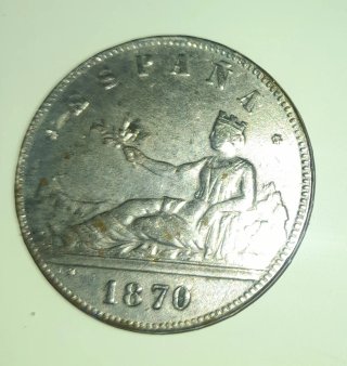 VARIANTE RARA 5 Pesetas 1870 *18*18 Plata MBC+