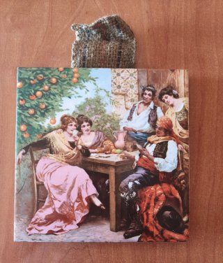 Azulejo vintage valenciano escena costumbrista