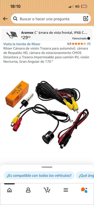 Cámara de visión trasera coche HD CMOS