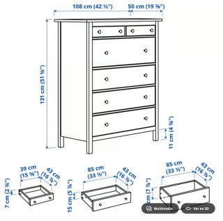 Cómoda Ikea Hemnes 6 cajones blanca