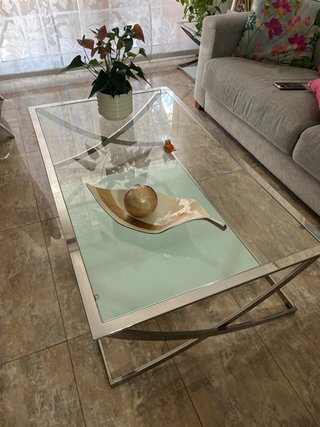 Mesa Centro Cristal y Metal