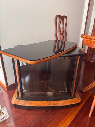 Mesa TV cristal y madera
