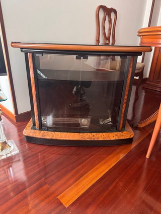 Mesa TV cristal y madera
