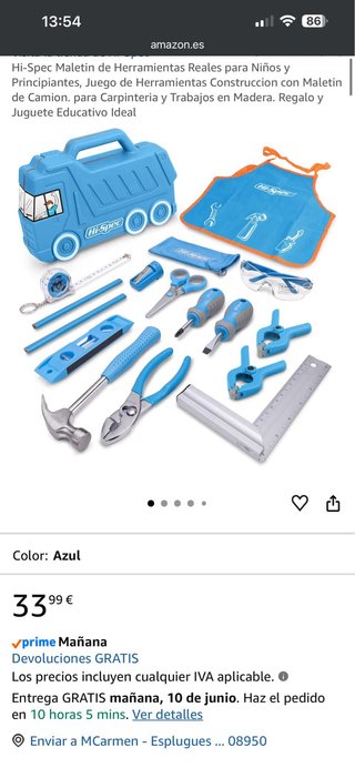 Maletín de herramientas infantil azul