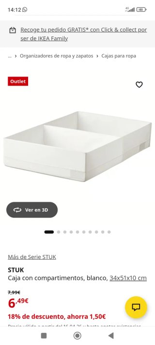Caja organizadora Ikea con compartimento.