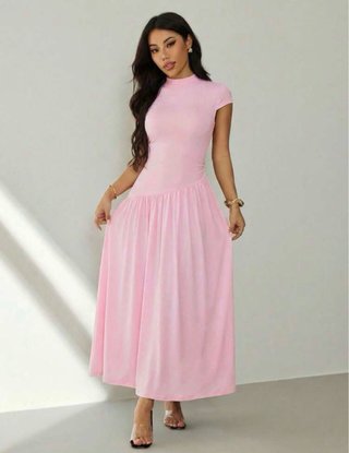 Vestido rosa midi